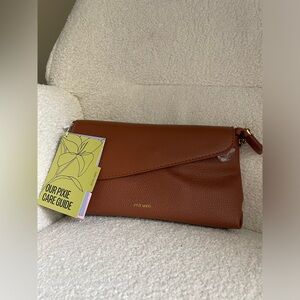 Gracie clutch by pixie mood chestnut brown colour NWT straps